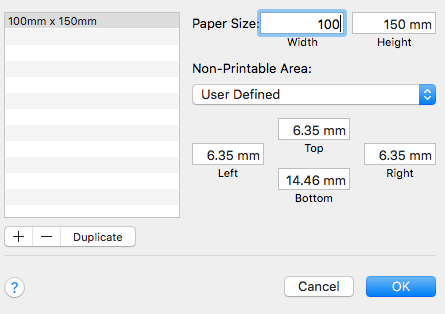 Label Printer Settings